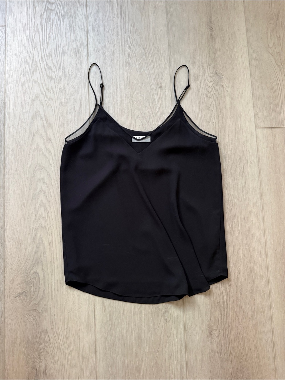 Aritzia Babaton Black Satin V-Neck Cami